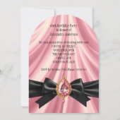 Invitation Elégant Anniversaire Rose or Black Jewel Bow (Dos)