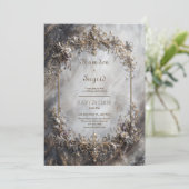 Invitation Elegant Antique Silver Gold Baroque Marble Wedding (Debout devant)