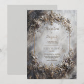 Invitation Elegant Antique Silver Gold Baroque Marble Wedding (Devant / Derrière)