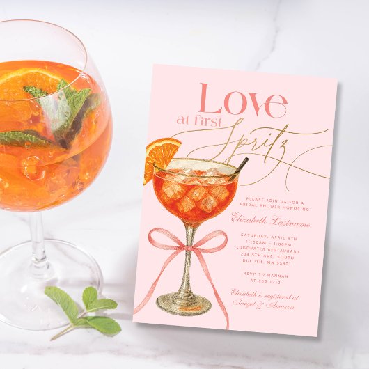 Invitation Elegant apéritif rose orangé à l'Aperol pour une d