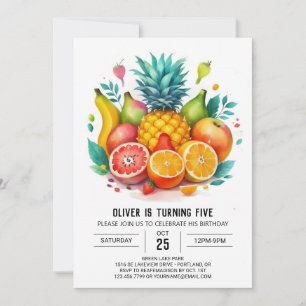 Invitation Elégant Apple Whimsical Fruits Anniversaire