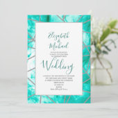 Invitation Elégant Aqua bleu géométrique Mariage officiel (Debout devant)