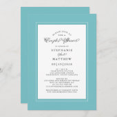 Invitation Elégant Aqua Blue Green Mariage Couples Douche ave (Devant / Derrière)