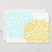 Invitation Elégant Aqua Jaune Fleur éclat de la partie d'enga (Dos)