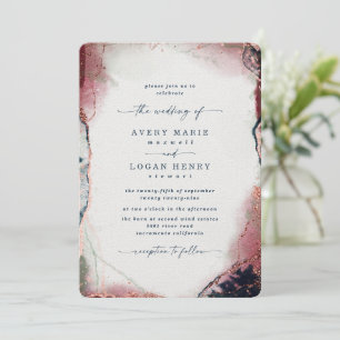 Invitation Elégant Aquarelle Abstraite Mariage de la marine b