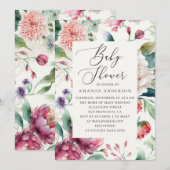 Invitation Elégant aquarelle asiatique boho baby shower flora (Devant / Derrière)