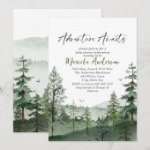 Invitation Elégant Aquarelle Aventure Attend Baby shower (Devant / Derrière)
