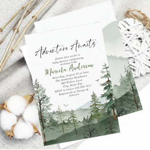 Invitation Elégant Aquarelle Aventure Attend Baby shower