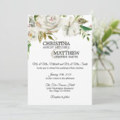 Invitation Elégant Aquarelle Blanc Floral MARIAGE (Debout devant)