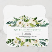 Invitation Elégant Aquarelle Blanc Floral Mariage (Devant / Derrière)