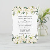 Invitation Elégant Aquarelle Blanc Floral Mariage (Debout devant)