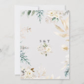 Invitation Elégant Aquarelle Blanc Floral Mariage or (Dos)