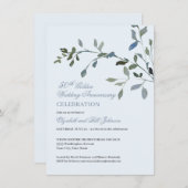 Invitation Elégant aquarelle bleu 50e anniversaire Mariage (Devant / Derrière)