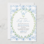 Invitation Elégant Aquarelle bleu Bow Boy Baby shower (Devant)