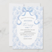 Invitation Elégant Aquarelle bleu Bow Boy Baby shower (Devant)