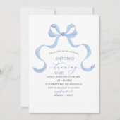 Invitation Elégant Aquarelle bleu Bow Boy Baby shower (Devant)