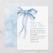 Invitation Elégant Aquarelle bleu Bow Boy Baby shower (Devant / Derrière)