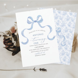 Invitation Elégant Aquarelle bleu Bow Boy Baby shower