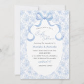 Invitation Elégant Aquarelle bleu Bow Boy Baby shower (Devant)