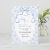 Invitation Elégant Aquarelle bleu Bow Boy Baby shower (Debout devant)