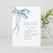 Invitation Elégant Aquarelle bleu Bow Boy Baby shower (Debout devant)