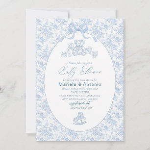 Invitation Elégant Aquarelle bleu Bow Toys Baby shower garçon