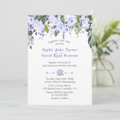 Invitation Elégant Aquarelle Bleu Fleurs Mariage Fleur Fleur (Debout devant)