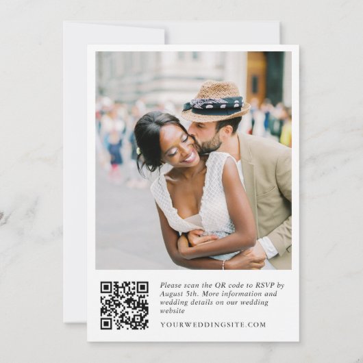 Invitation Elégant aquarelle bleu Hydrangea Mariage code QR (Dos)