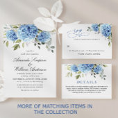 Invitation Elégant Aquarelle Bleu Hydrangée Dîner de répétiti