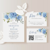 Invitation Elégant Aquarelle Bleu Hydrangée Dîner de répétiti