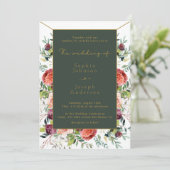 Invitation Elégant Aquarelle Blush Floral Greenery mariage (Debout devant)