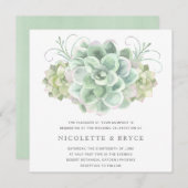 Invitation Elégant Aquarelle Botanique Mariage Succulent (Devant / Derrière)
