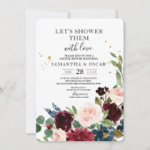 Invitation Elégant Aquarelle Bourgogne Broussaillement & gout (Devant)