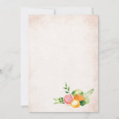 Invitation Elégant Aquarelle Citrus Fleurs roses Baby Show (Dos)