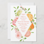 Invitation Elégant Aquarelle Citrus rose Fleurs mariées (Devant)