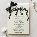 Invitation Elégant Aquarelle Coquette Black Bow Sweet 16<br><div class="desc">Célébrez en style avec notre Elégante Aquarelle Coquette Sweet 16 Invitation, avec un arc noir chic en aquarelle. Parfait pour une soirée raffinée Sweet 16, cette invitation personnalisable capte l'essence de l'élégance et du charme jeune. Impressionnez vos invités avec une invitation moderne et intemporelle qui donne le ton pour une...</div>