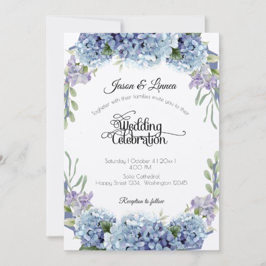 Invitation Élégant Aquarelle de Fleurs de Ne Pas Oublier (Devant)