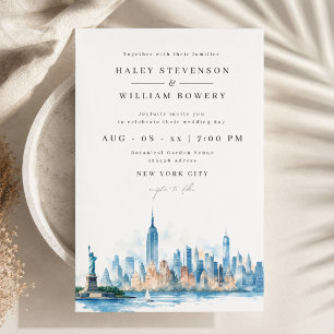 Invitation Élégant Aquarelle de la Ville de New York pour un