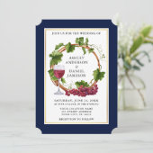 Invitation Élégant Aquarelle de raisin Vins Wreath Blue Maria (Debout devant)