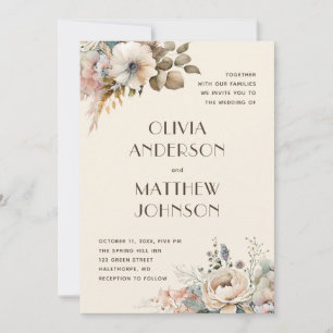 Invitation Élégant aquarelle douce florale de jardin mariage