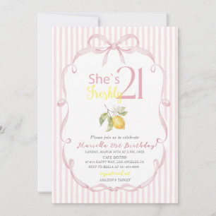 Invitation Élégant Aquarelle elle a 21 ans fraîchement Annive