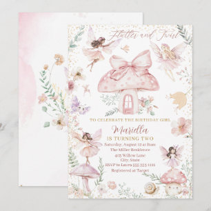 Invitation Elegant aquarelle Fairy fait deux ans