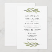 Invitation Elégant Aquarelle Feuilles Beau Mariage (Devant / Derrière)