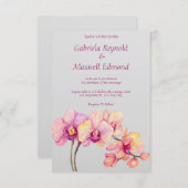 Invitation Elégant Aquarelle Fleurs Orchidées Mariage (Devant / Derrière)
