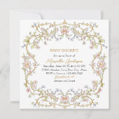 Invitation Elégant aquarelle Fleurs Rétro Baby shower cadre (Devant)
