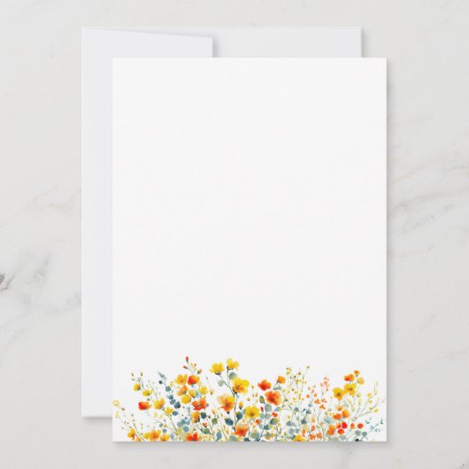 Invitation Elégant Aquarelle Fleurs sauvages Mariage (Dos)