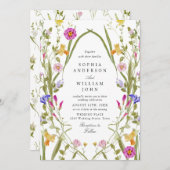 Invitation Elégant Aquarelle Fleurs sauvages Mariage (Devant / Derrière)
