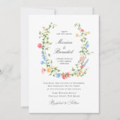 Invitation Elégant Aquarelle Fleurs sauvages Mariage bohème (Devant)