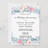 Invitation Elégant aquarelle Floral 1er anniversaire Mariage (Devant)