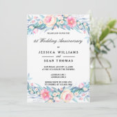 Invitation Elégant aquarelle Floral 1er anniversaire Mariage (Debout devant)